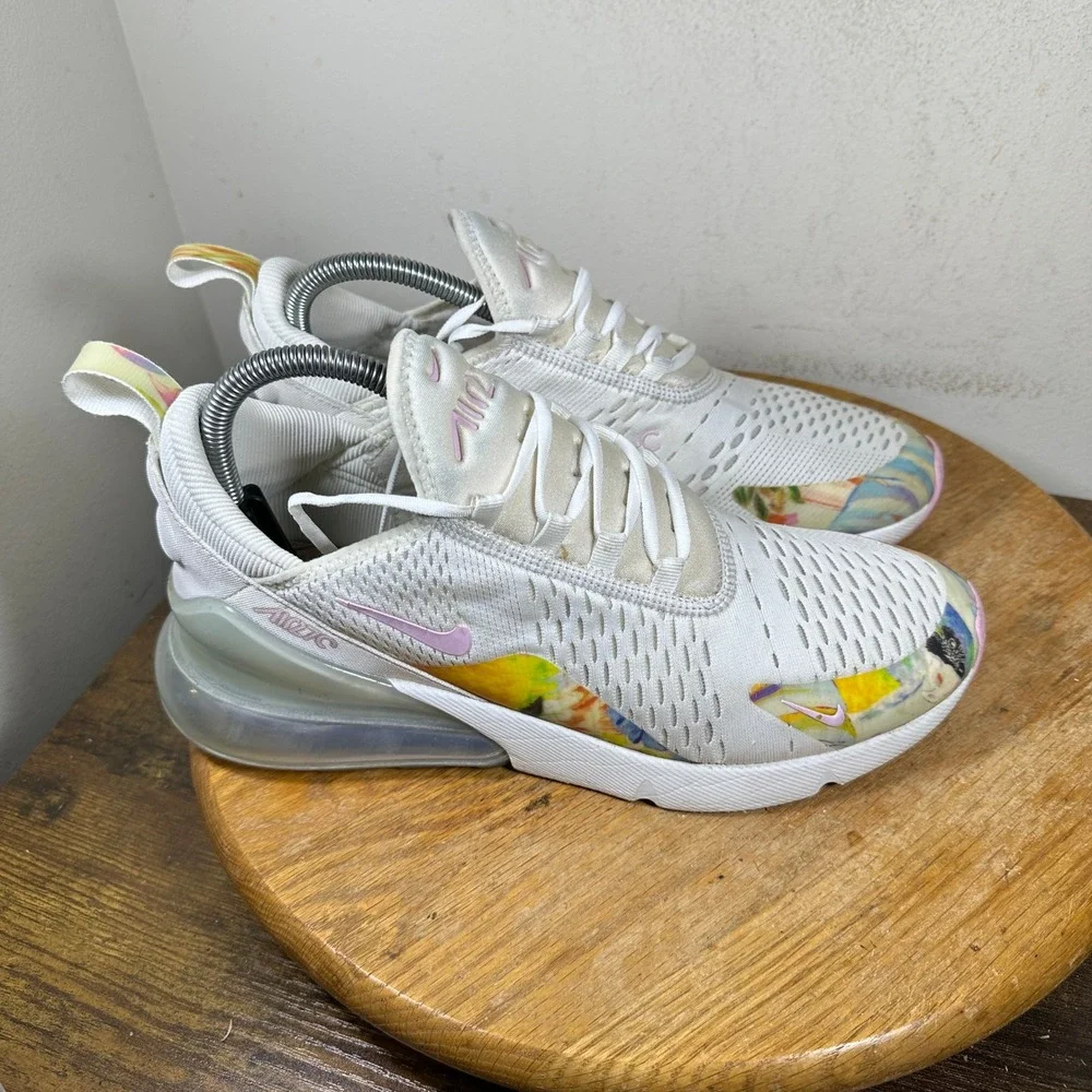 Nike Air Max 270 Floral White Pink Multi AT6819-100 Womens Size 9.5 Sneakers